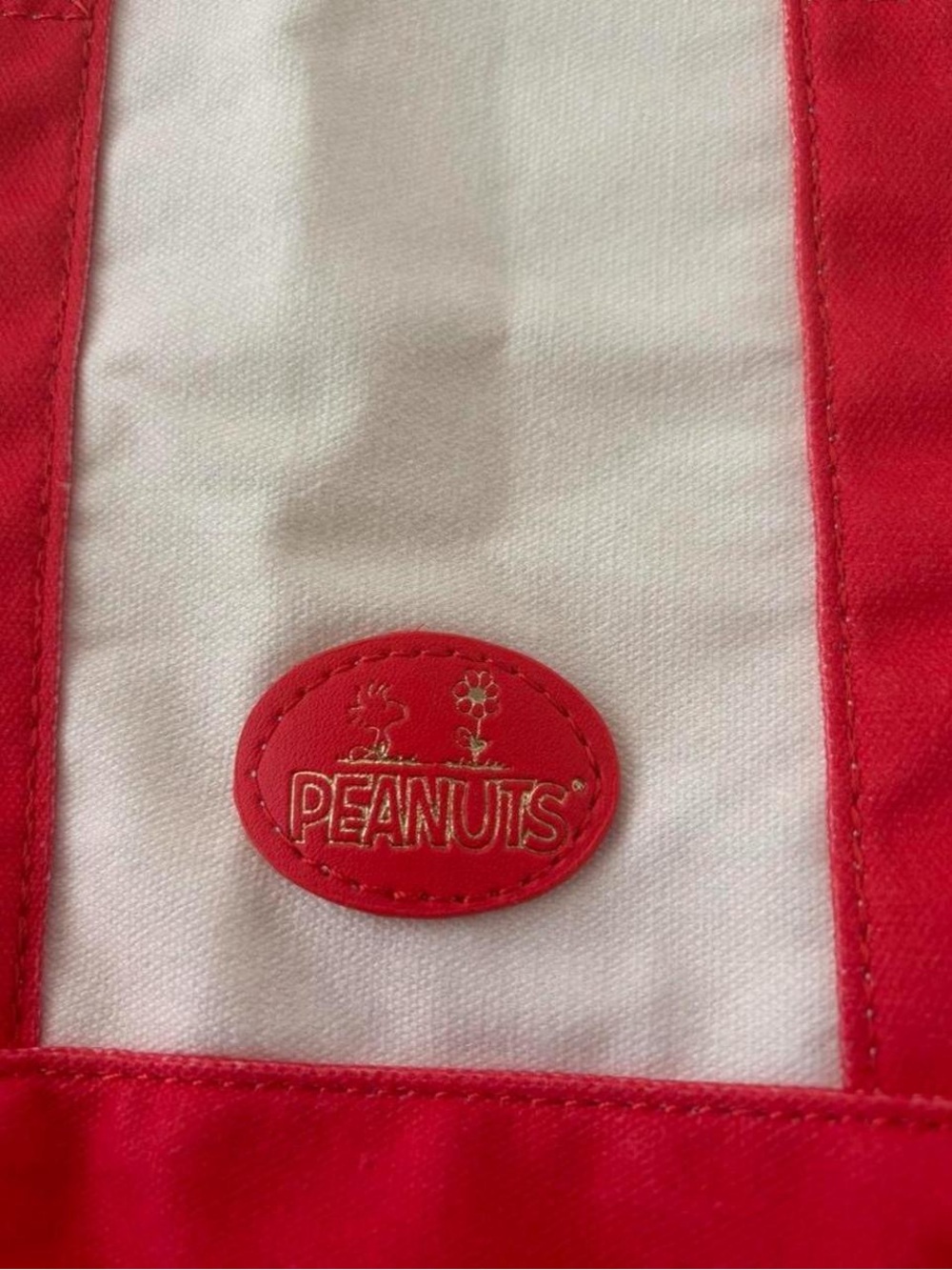 Peanuts Canvas Tote with Red Trim and Snoopy Graphic - Picture 6 of 7